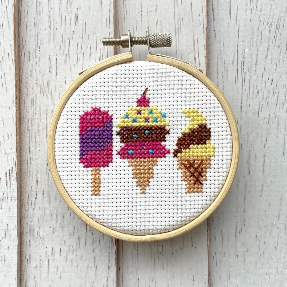 Ice Cream Mini Cross Stitch Kit