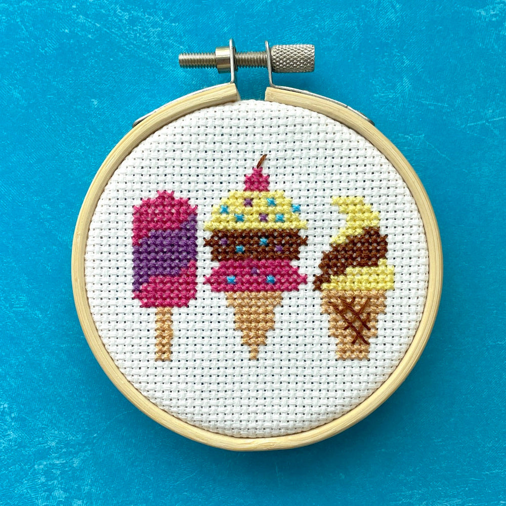 Ice Cream Mini Cross Stitch Kit – Spot Colors