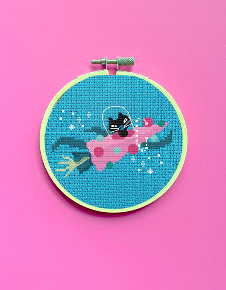 Rocket Kitty by Fluff Counted Cross Stitch Kit