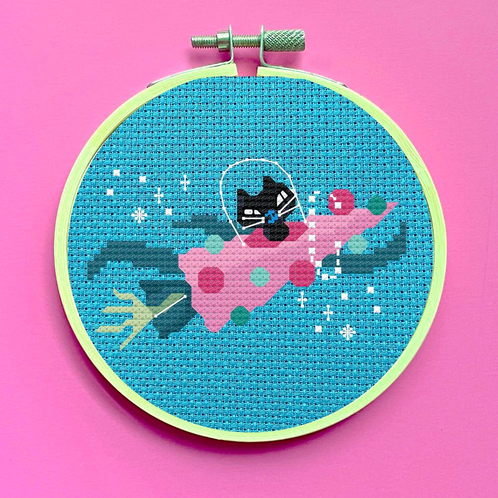 Rocket Kitty by Fluff Cross Stitch DIGITAL download pattern