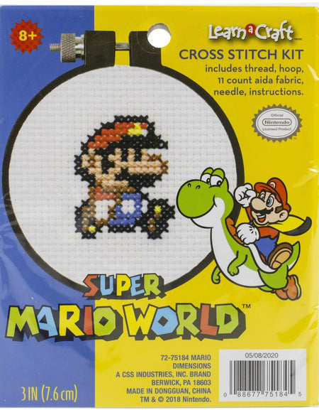 Learn-A-Craft Counted Cross Stitch Kit 3" Round - Mario