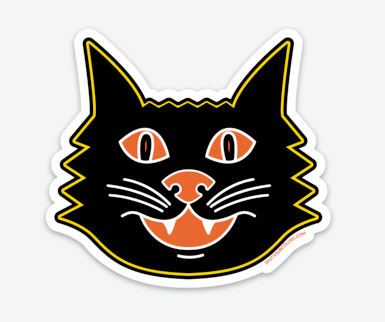 Halloween Black Cat Sticker 3"