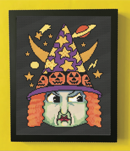 Angry Witch Face by Mary Engelbreit Cross Stitch Digital Download Pattern