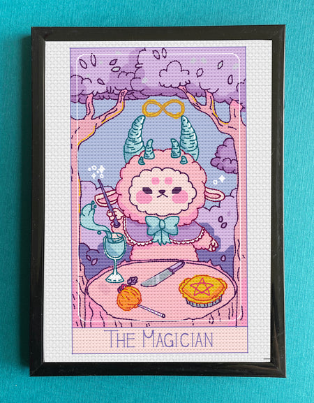 Inkeri the Goat Magician Tarot Card Cross Stitch 
