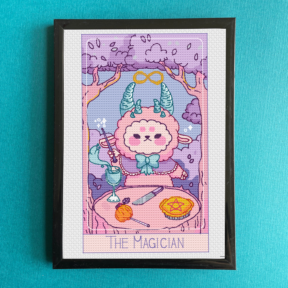 Inkeri the Goat Magician Tarot Card Cross Stitch 
