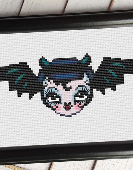 Vampire Bat Dolly by Fluff Cross Stitch Pattern DOWNLOAD