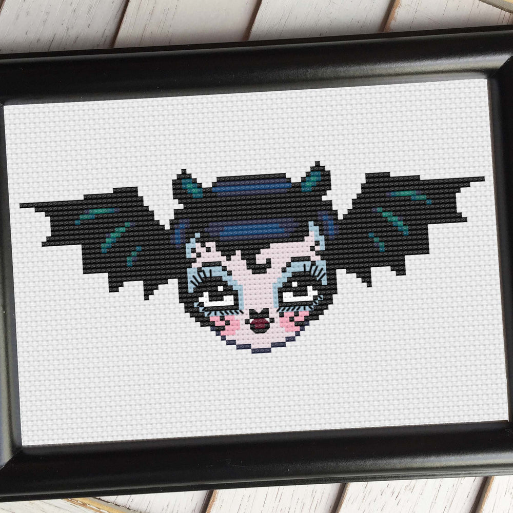 Vampire Bat Dolly by Fluff Cross Stitch Pattern DOWNLOAD – Spot Colors