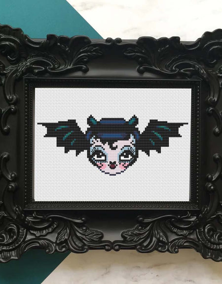 Vampire Bat Dolly by Fluff Cross Stitch Pattern DOWNLOAD