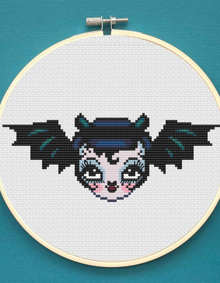 Vampire Bat Dolly by Fluff Counted Cross Stitch Kit