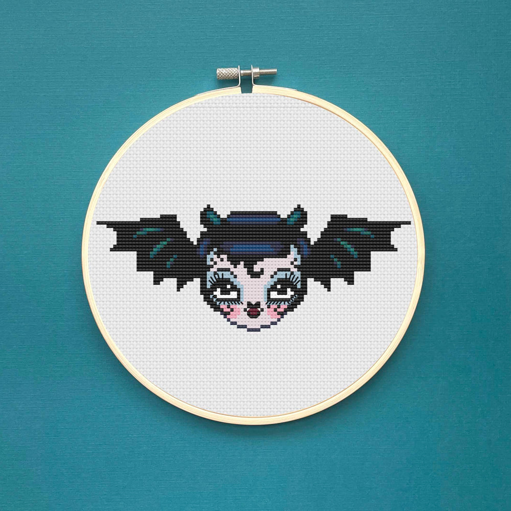 Vampire Bat Dolly by Fluff Cross Stitch Pattern DOWNLOAD