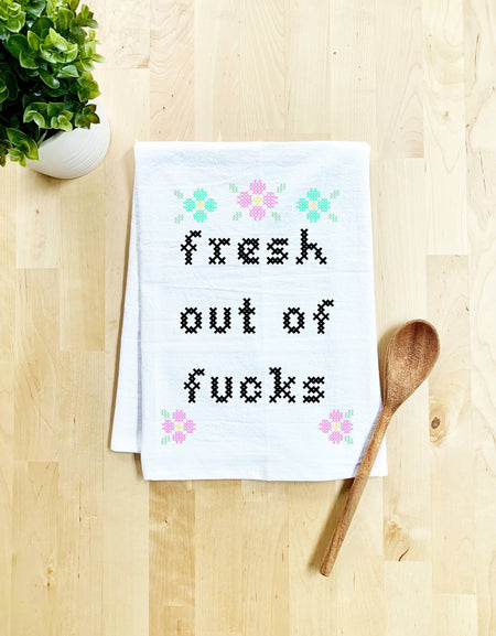 Full Color Cross Stitch Towels - Fresh Out of Fucks