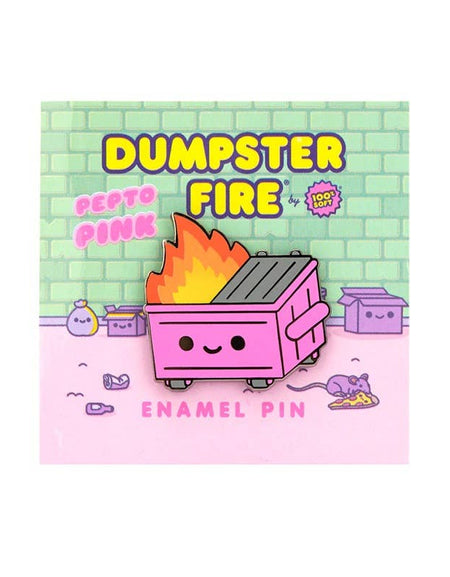 Pepto Pin Dumpster Fire Enamel Pin by 100% Soft