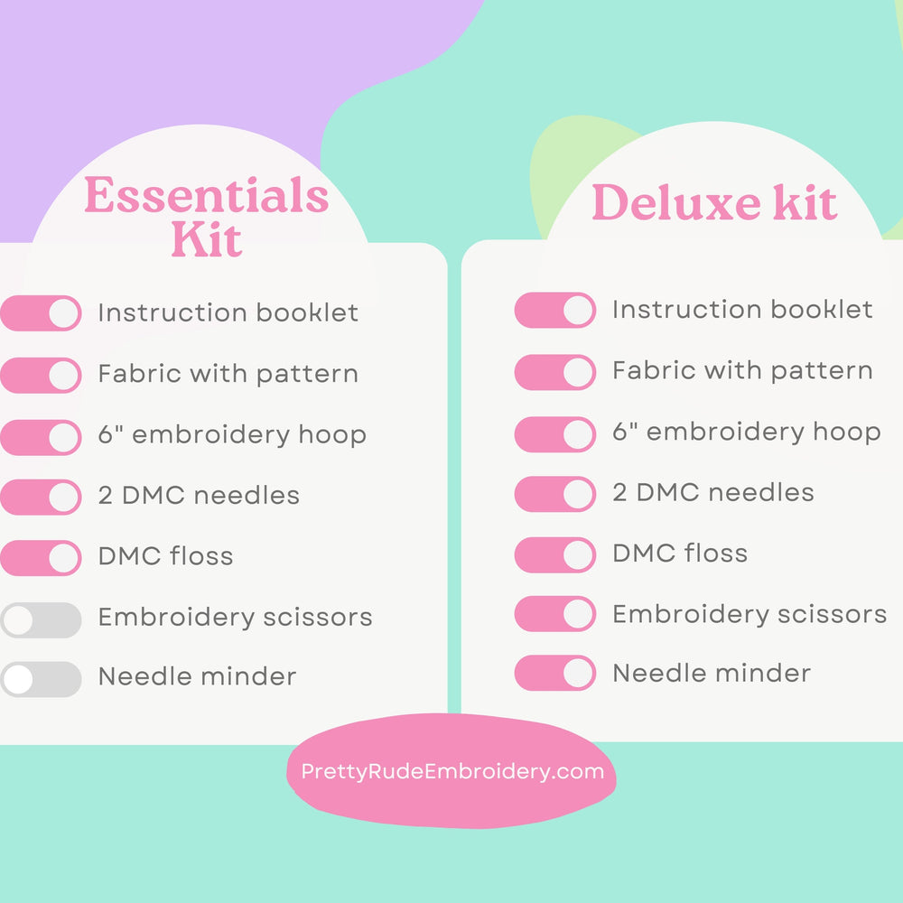 Purple Negative Space FUCK Embroidery Kit - Beginner Friendly