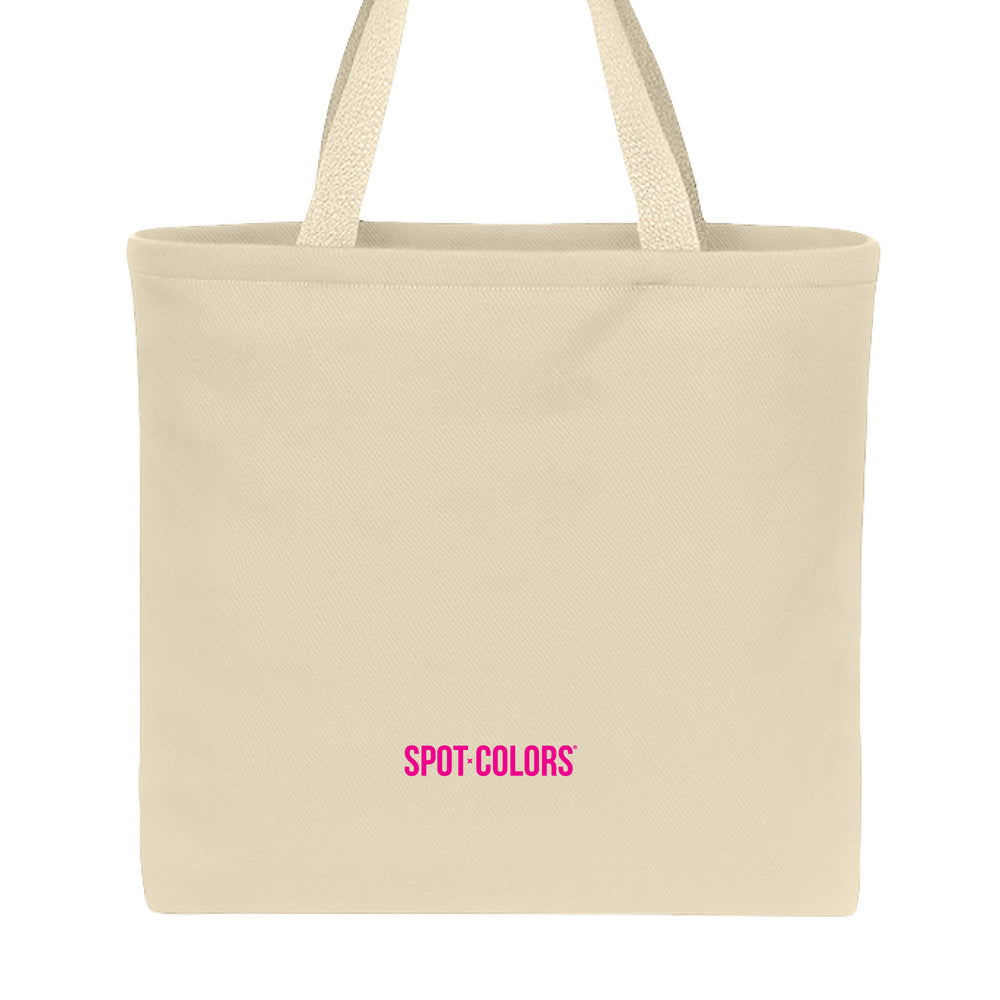 Cursing and Cross Stitch Tote Bag Natural with pink Text