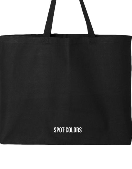 Butter Stick Tote Bag Black with Yellow and Blue Image