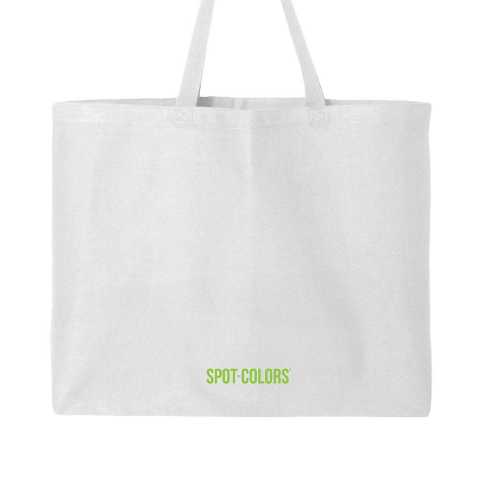 Emotional Support Cross Stitch Supplies Tote Bag White with Green Text