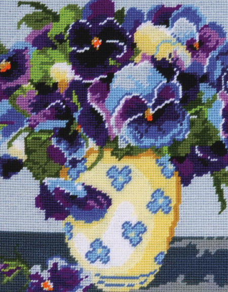 Pansies Design Works Needlepoint Kit 10"X10"