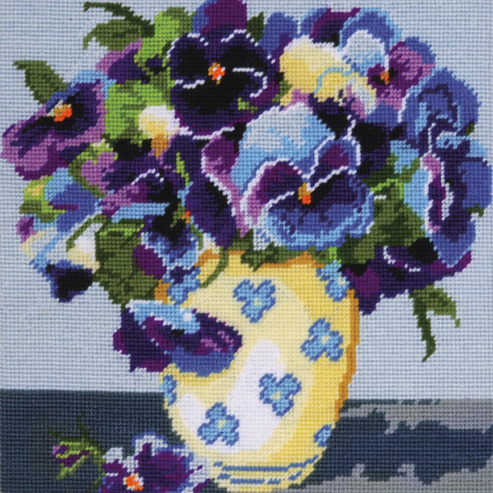 Pansies Design Works Needlepoint Kit 10"X10"