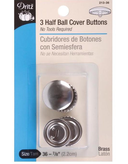 Size 36   7/8" 3/Pkg Half-Ball Cover Buttons