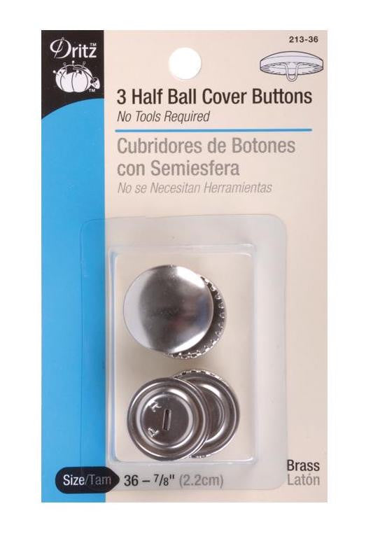Size 36   7/8" 3/Pkg Half-Ball Cover Buttons