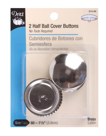 Size 60 1-1/2" 2/Pkg Half-Ball Cover Buttons