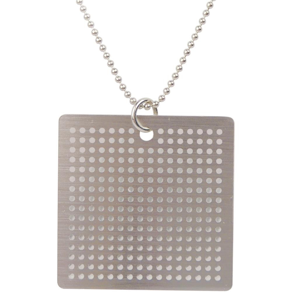 Metal Necklace Punched For Cross Stitch - Square w/Ball Chain