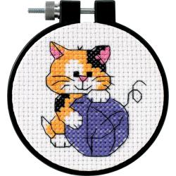 Dimensions Counted Cross Stitch Kit 3" Cute Kitty (11 Count)