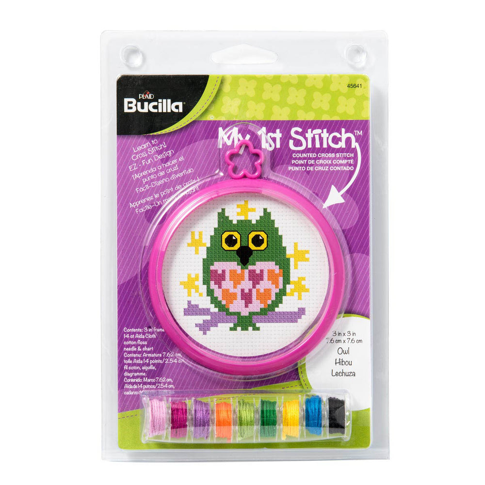 My 1st Stitch Mini Counted Cross Stitch Kit 3" Owl