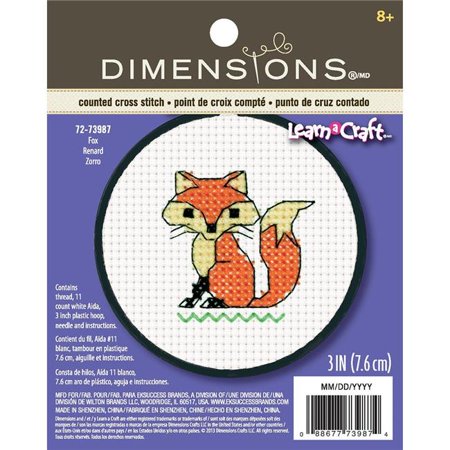 Dimensions Counted Cross Stitch Kit 3" Fox (11 Count)