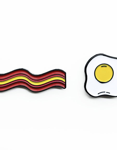 Bacon and Egg Buddy Enamel Pin Set by Reppin' Pins