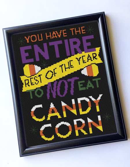 Eat Candy Corn Halloween Counted Cross Stitch Pattern Download Intermediate