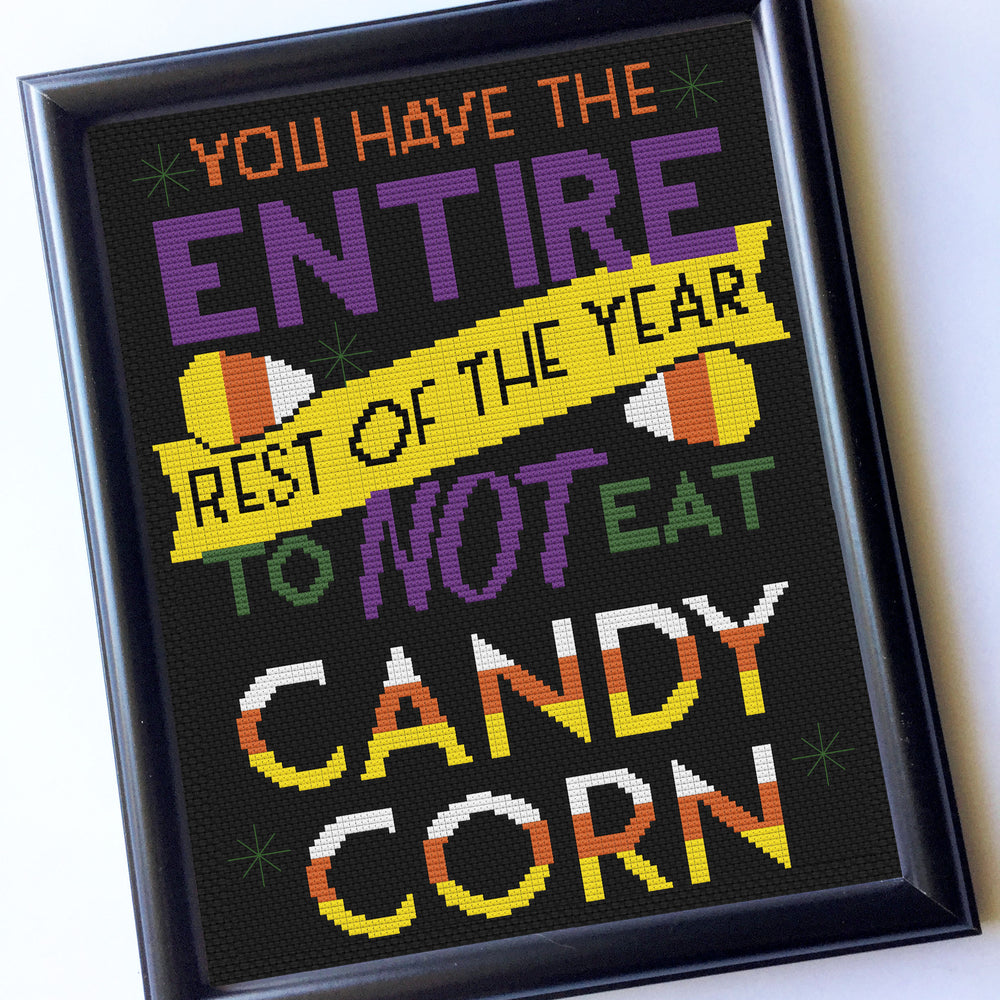 Eat Candy Corn Halloween Counted Cross Stitch Pattern Download Intermediate