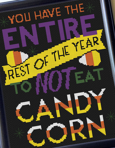 Eat Candy Corn Halloween Counted Cross Stitch Pattern Download Intermediate