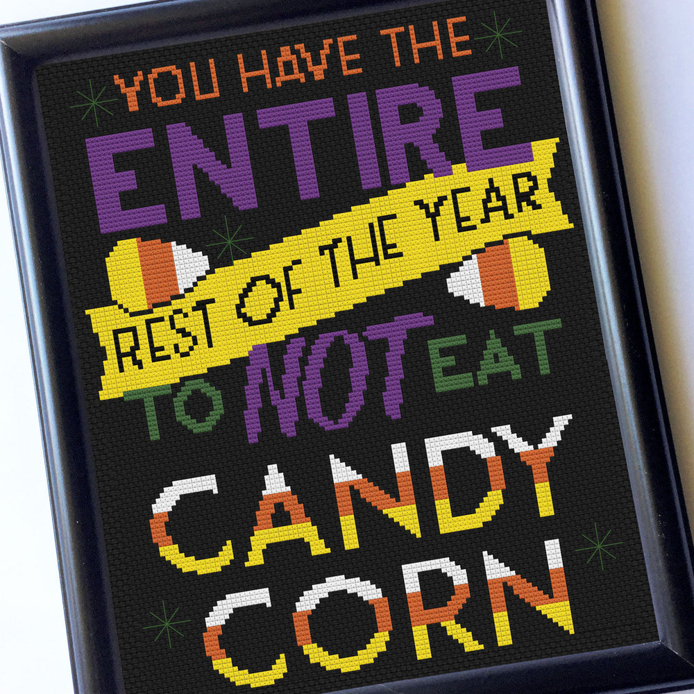 Eat Candy Corn Halloween Counted Cross Stitch Pattern Download Intermediate