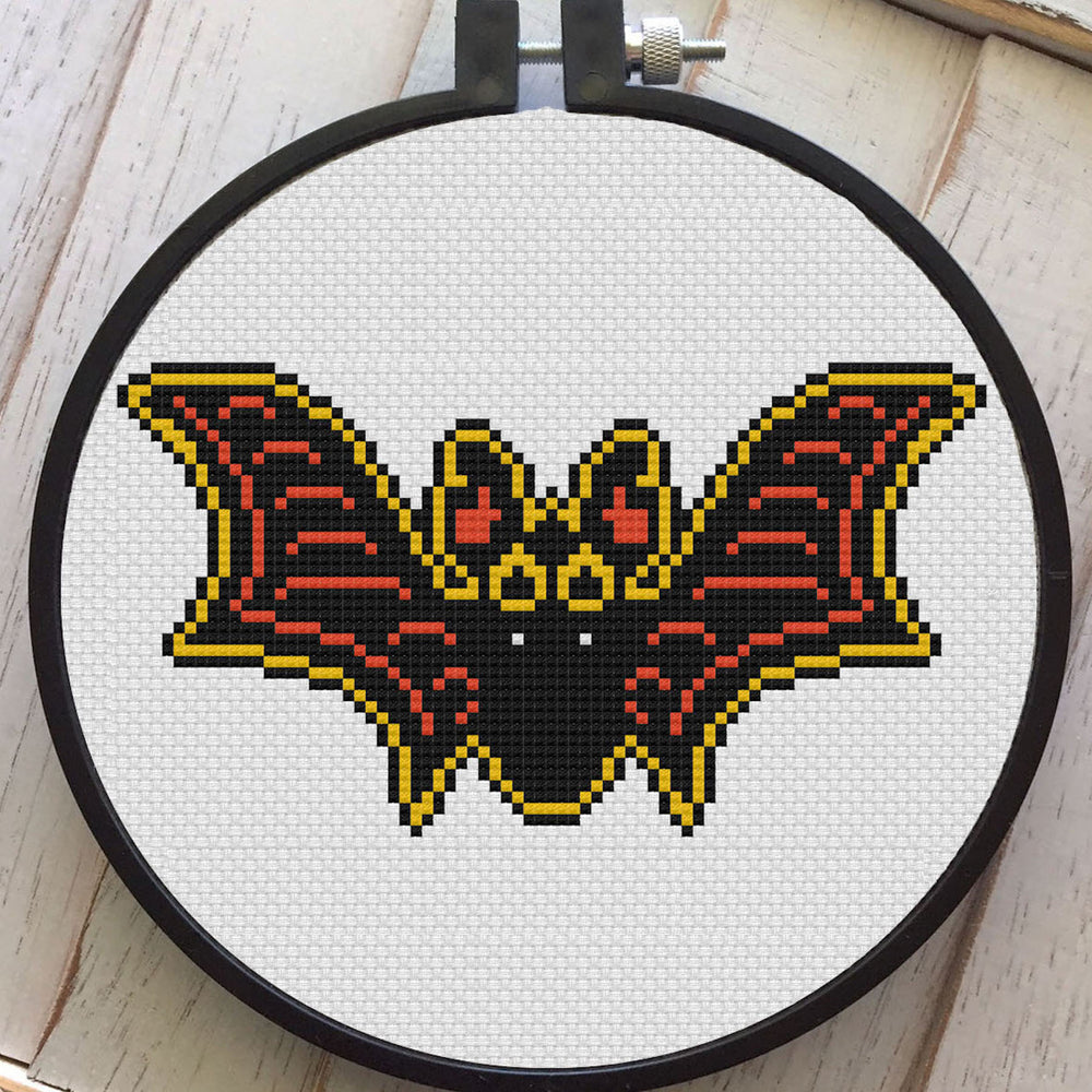 Vintage Halloween Bat Counted Cross Stitch Pattern Download Intermediate