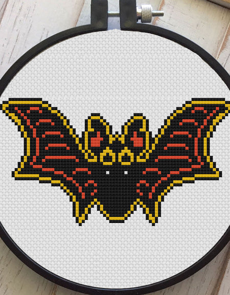PATTERN WS Vintage Halloween Bat Counted Cross Stitch DIY KIT Intermediate