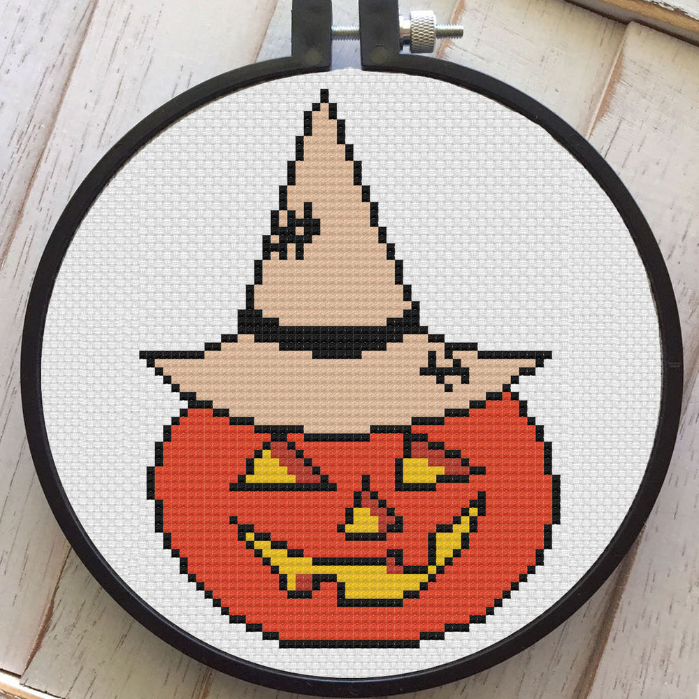 Vintage Halloween Pumpkin Counted Cross Stitch Pattern Download Intermediate