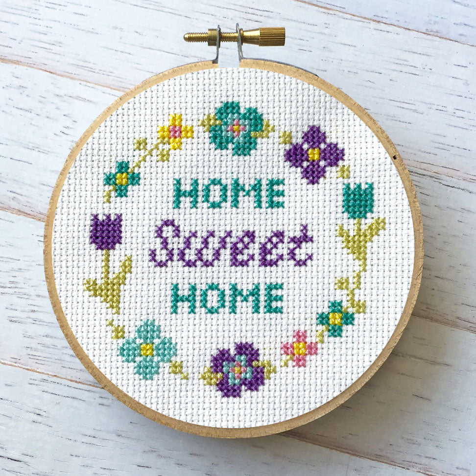 Floral Home Sweet Home Spring Cross Stitch Digital Download