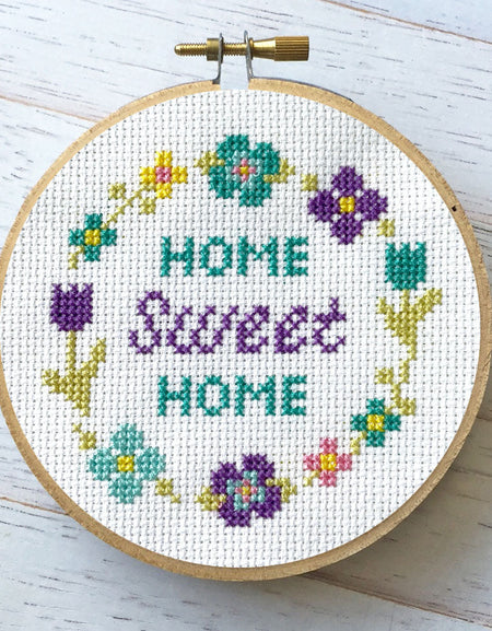 Floral Home Sweet Home Spring Cross Stitch Kit