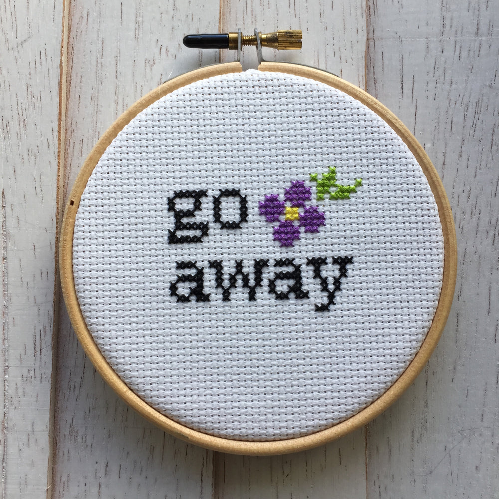 Go Away Funny, Modern Counted Cross Stitch Digital Pattern – Spot Colors
