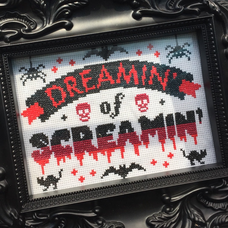 Dreamin' of Screamin' Halloween Counted Cross Stitch Pattern DOWNLOAD Intermediate