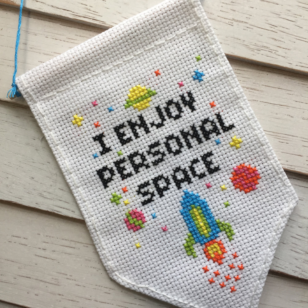 Personal Space Tiny Banner Counted Cross Stitch Kit