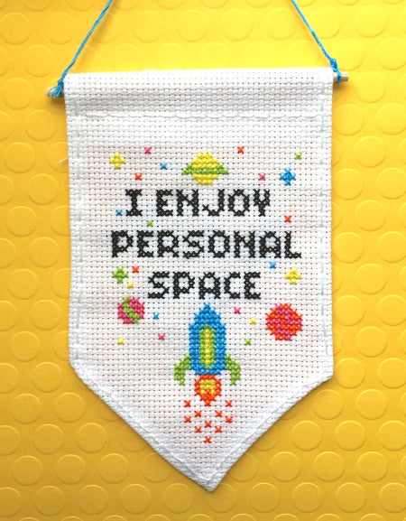 Personal Space Tiny Banner Counted Cross Stitch Kit