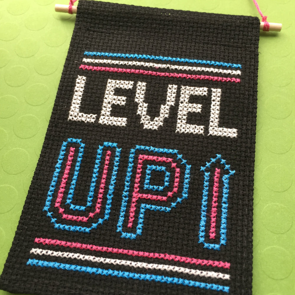 WS Level Up Tiny Banner Counted Cross Stitch Kit