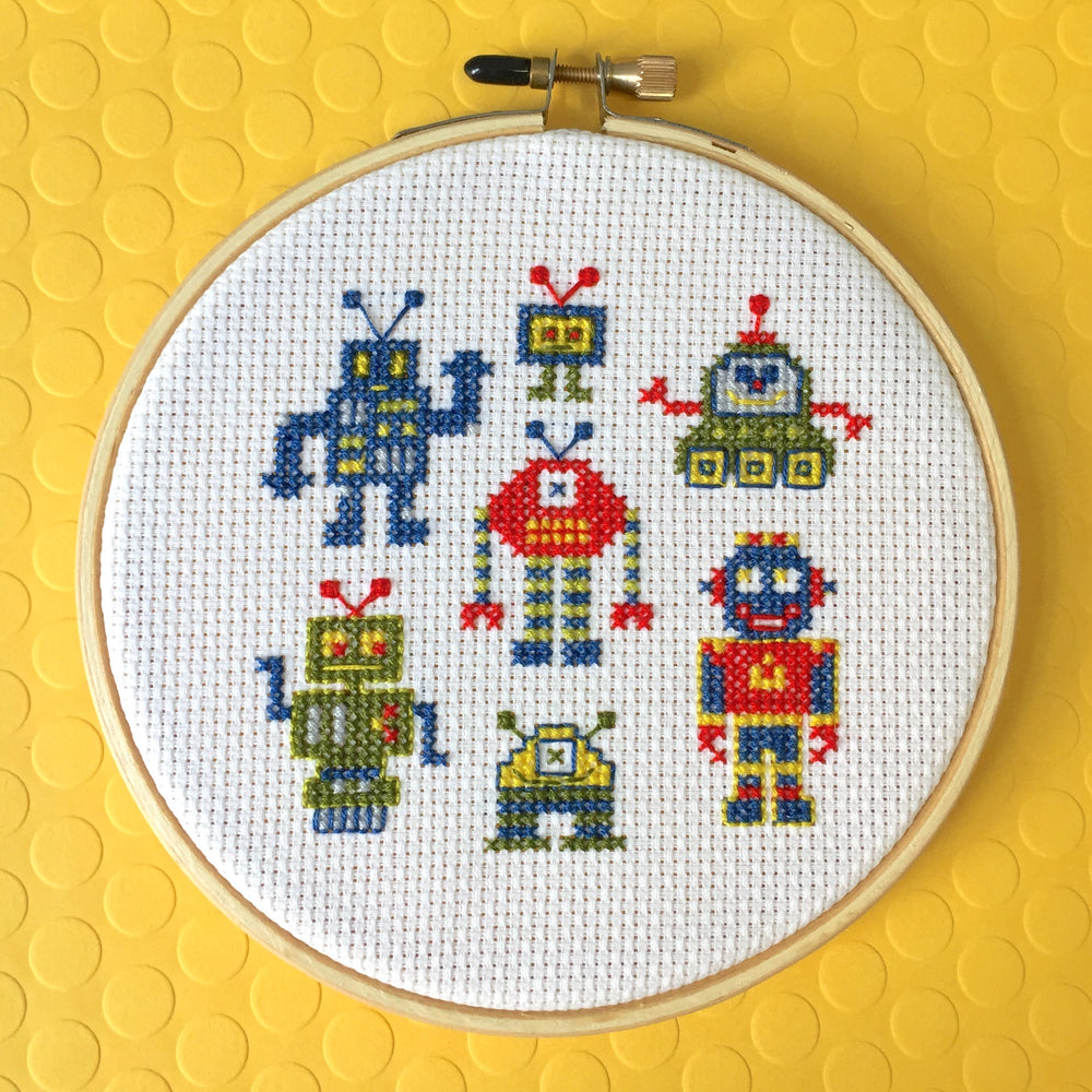 Robots Counted Cross Stitch Pattern DOWNLOAD