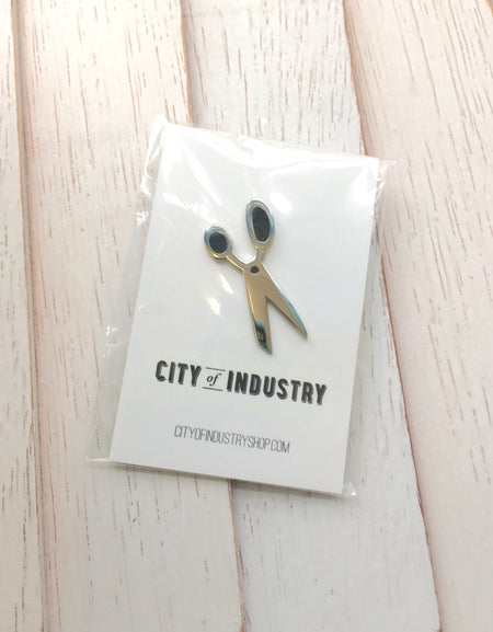 Scissors Enamel Pin Silver