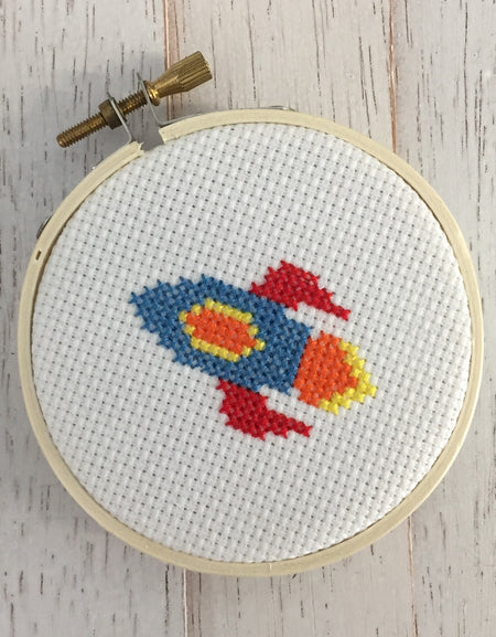WS Rocket Ship Counted Cross Stitch DIY Kit