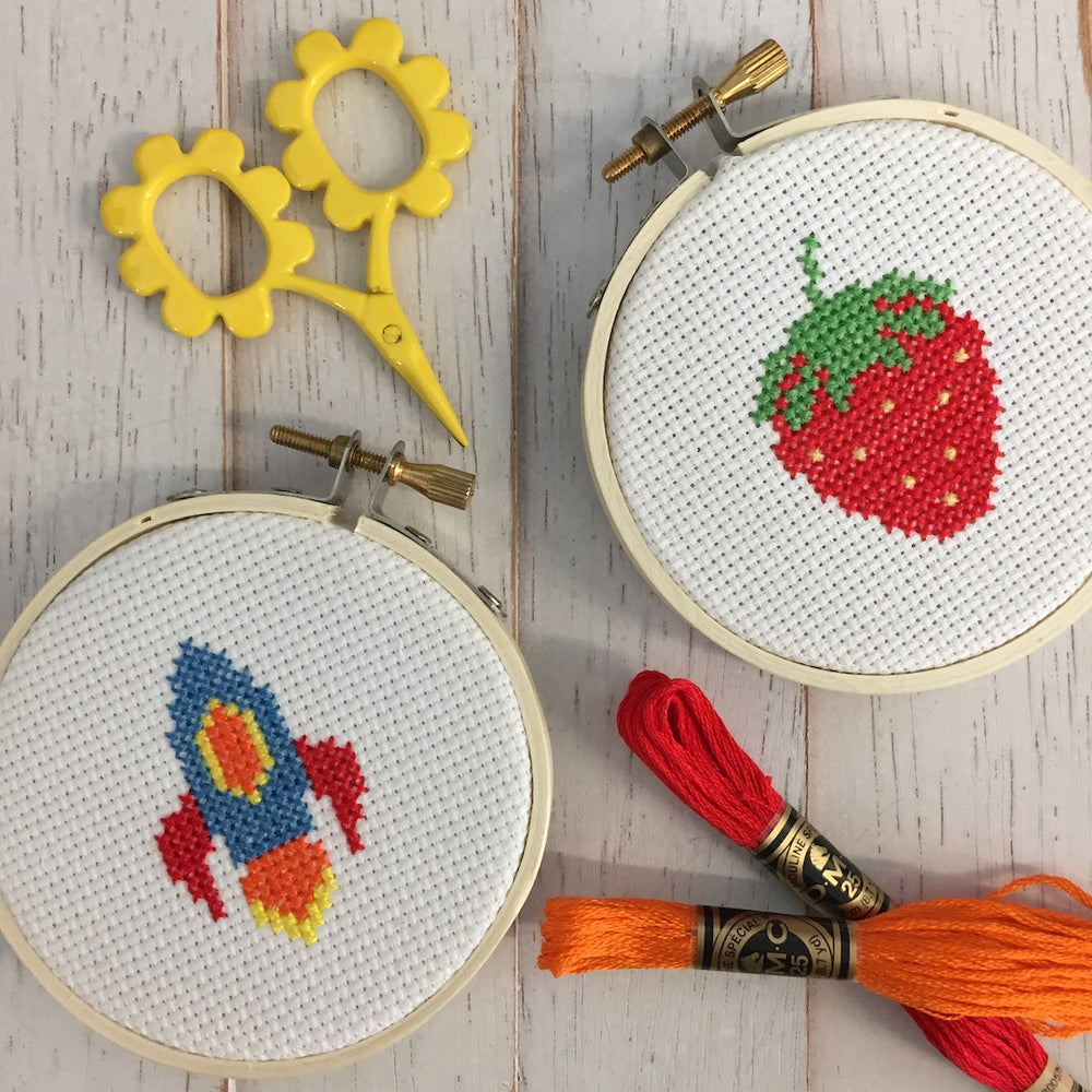 Strawberry Kid Beginner Modern Counted Cross Stitch Kit – Spot Colors