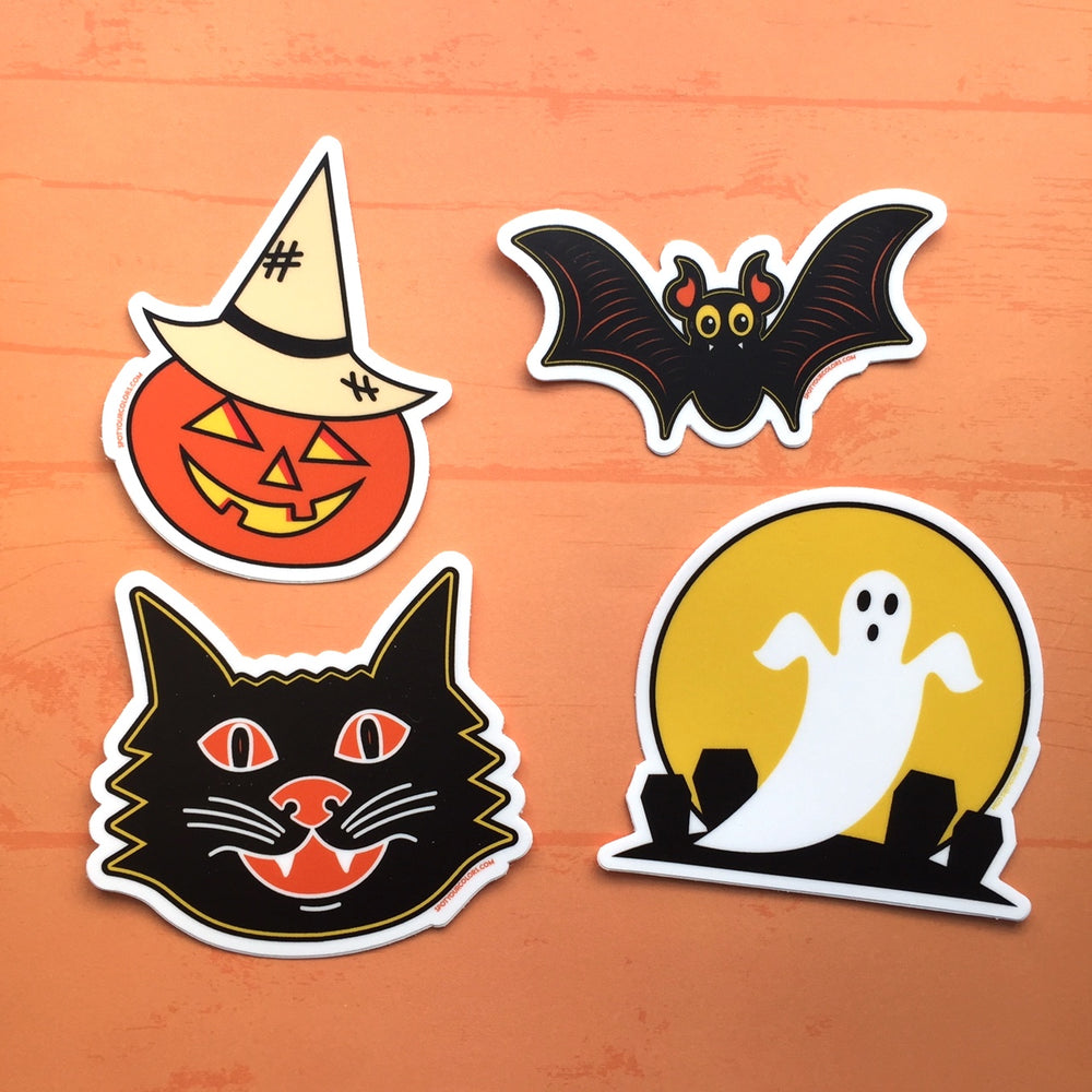 Vintage Halloween Sticker Pack 3" - 4 stickers