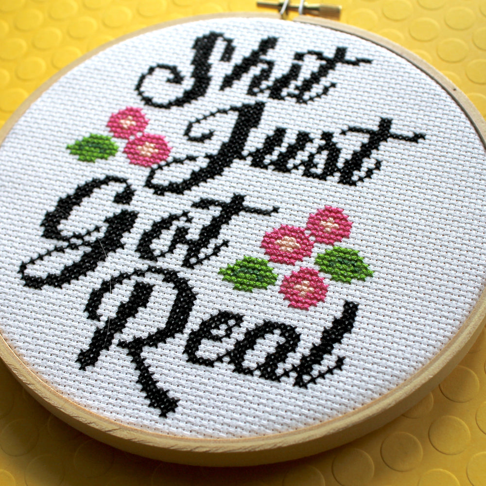 PATTERN WS Sh*t Just Got Real Counted Cross Stitch